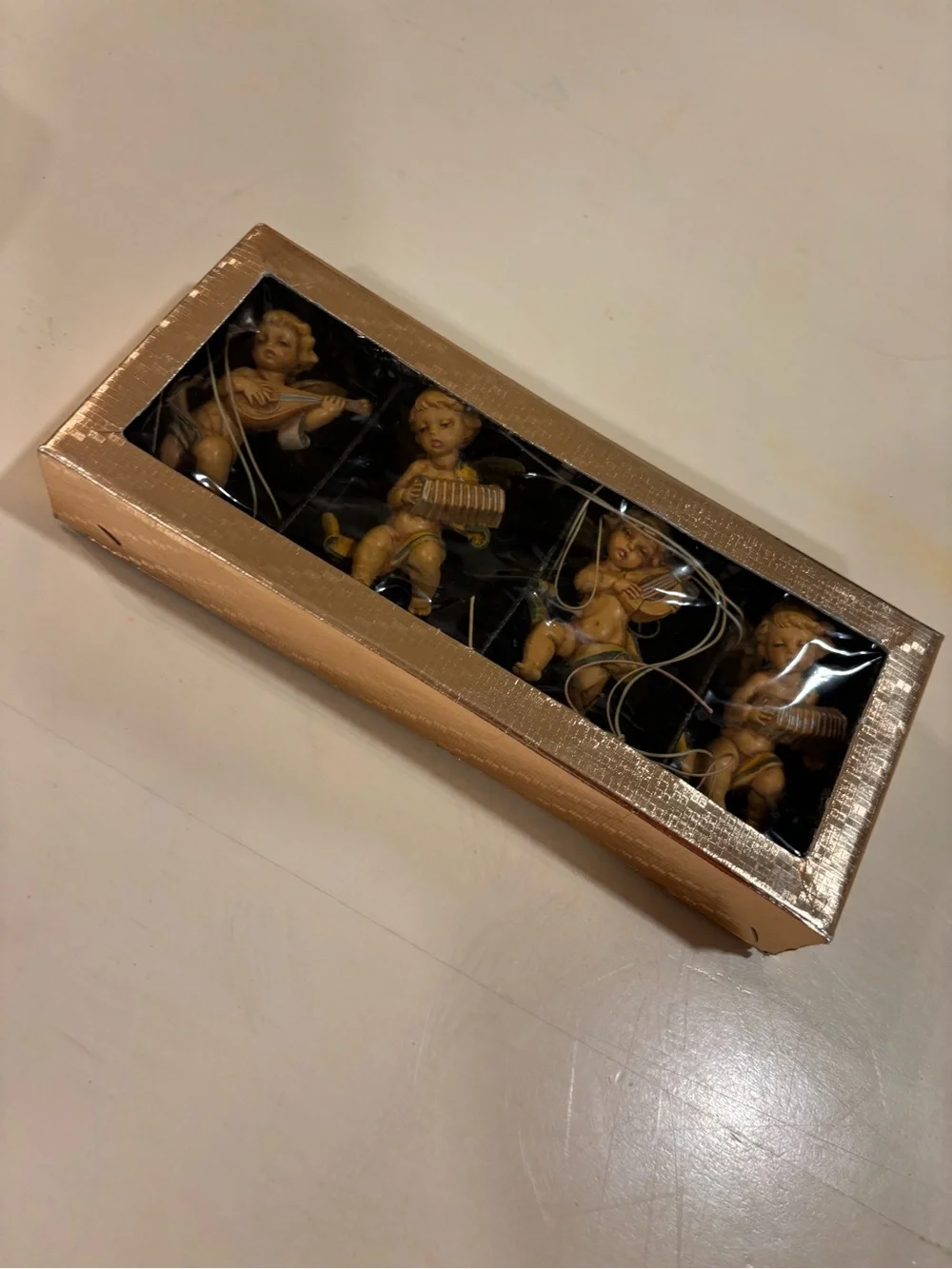 Vintage Italian Cherub Angel Christmas Ornaments Set of 4 Made in Italy
